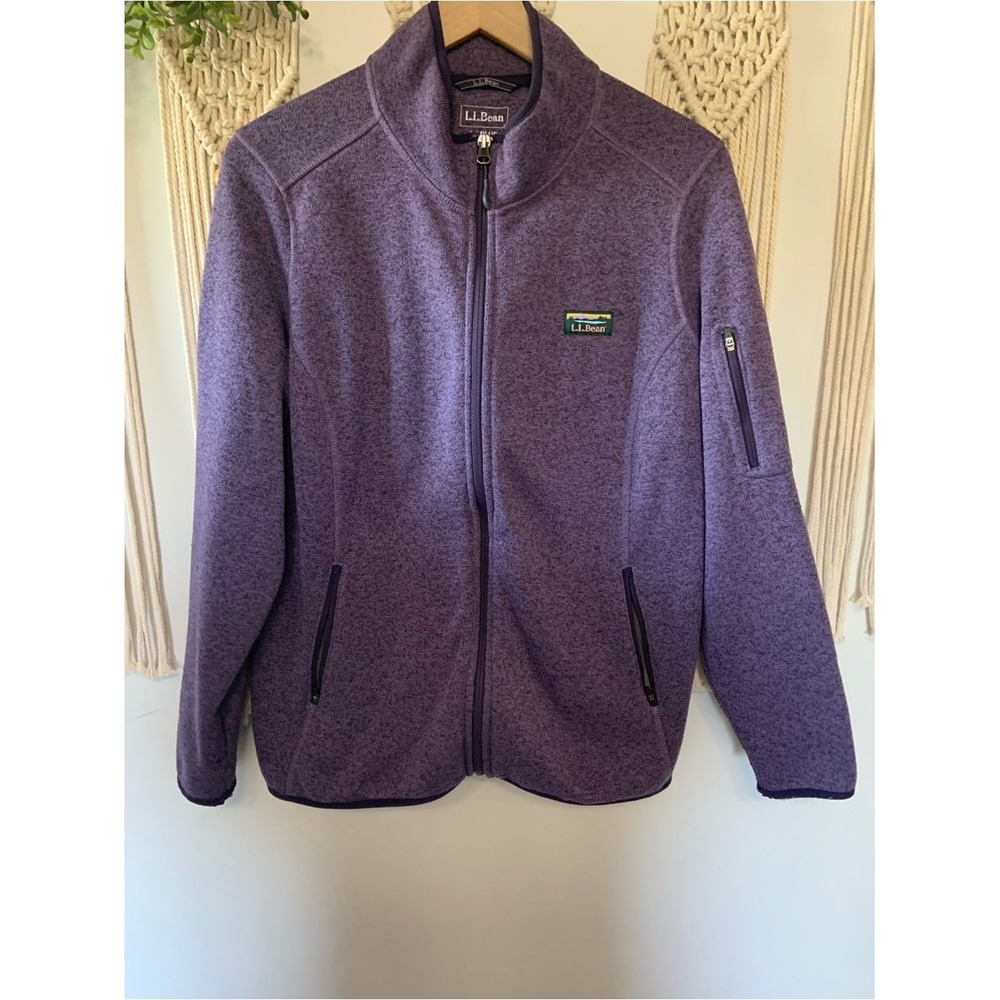 L.L. BEAN Women's Sweater Fleece Full-Zip Jacket Purple Size 1X Plus